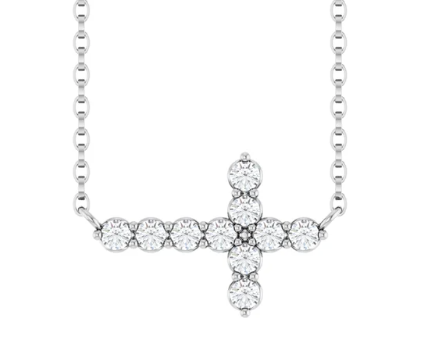 LAB GROWN ROUND DIAMONDS 1/4ctw CROSS NECKLACE