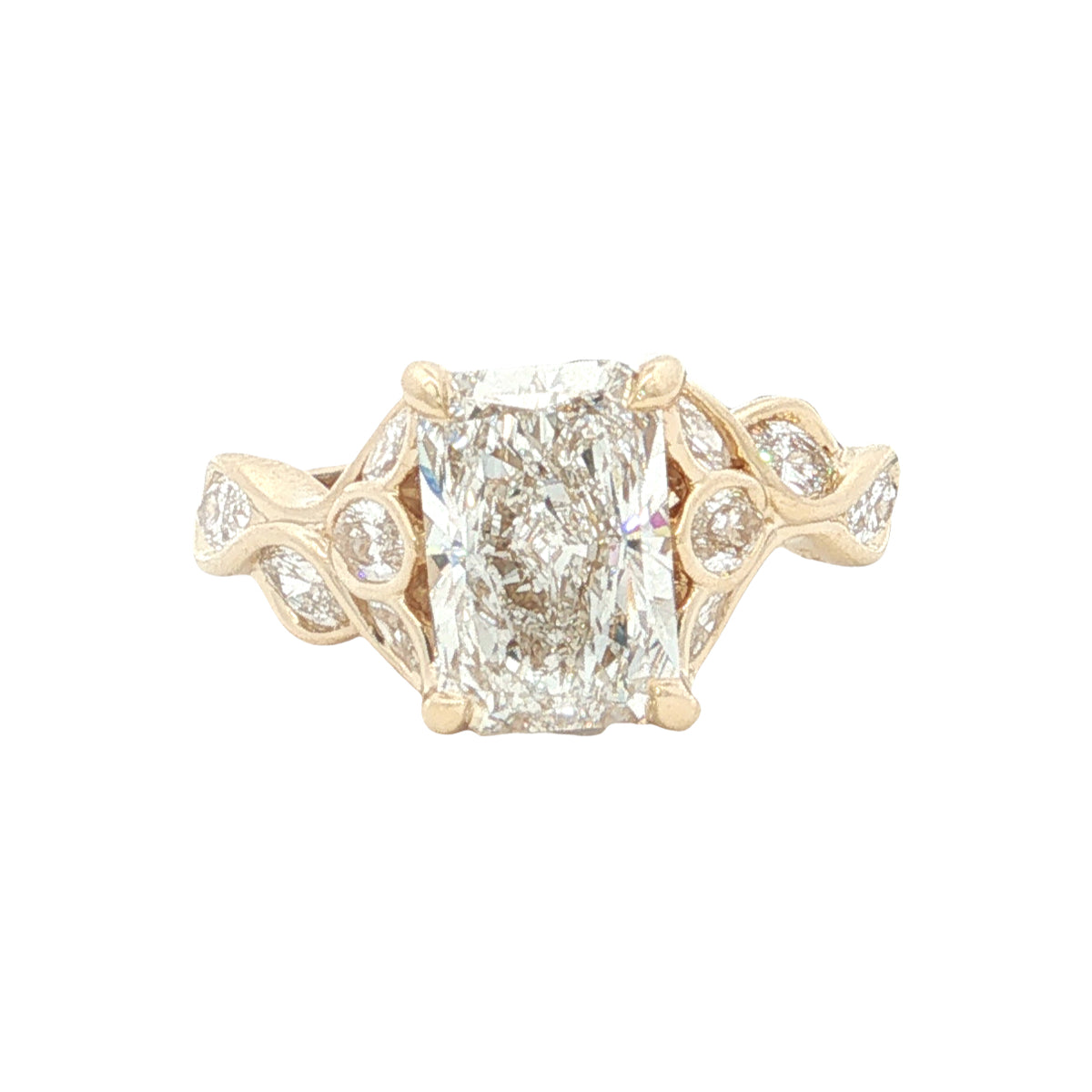 LAB GROWN RADIANT AND MARQUISE DIAMONDS 4 1/4ctw FLORAL RING
