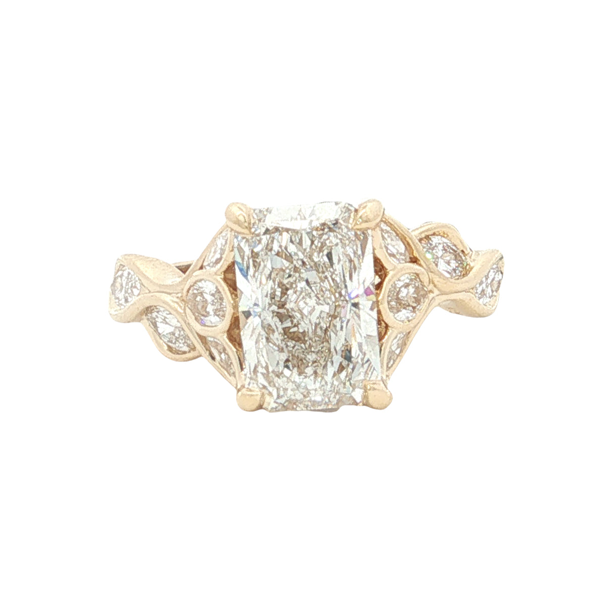 LAB GROWN RADIANT AND MARQUISE DIAMONDS 4 1/4ctw FLORAL RING
