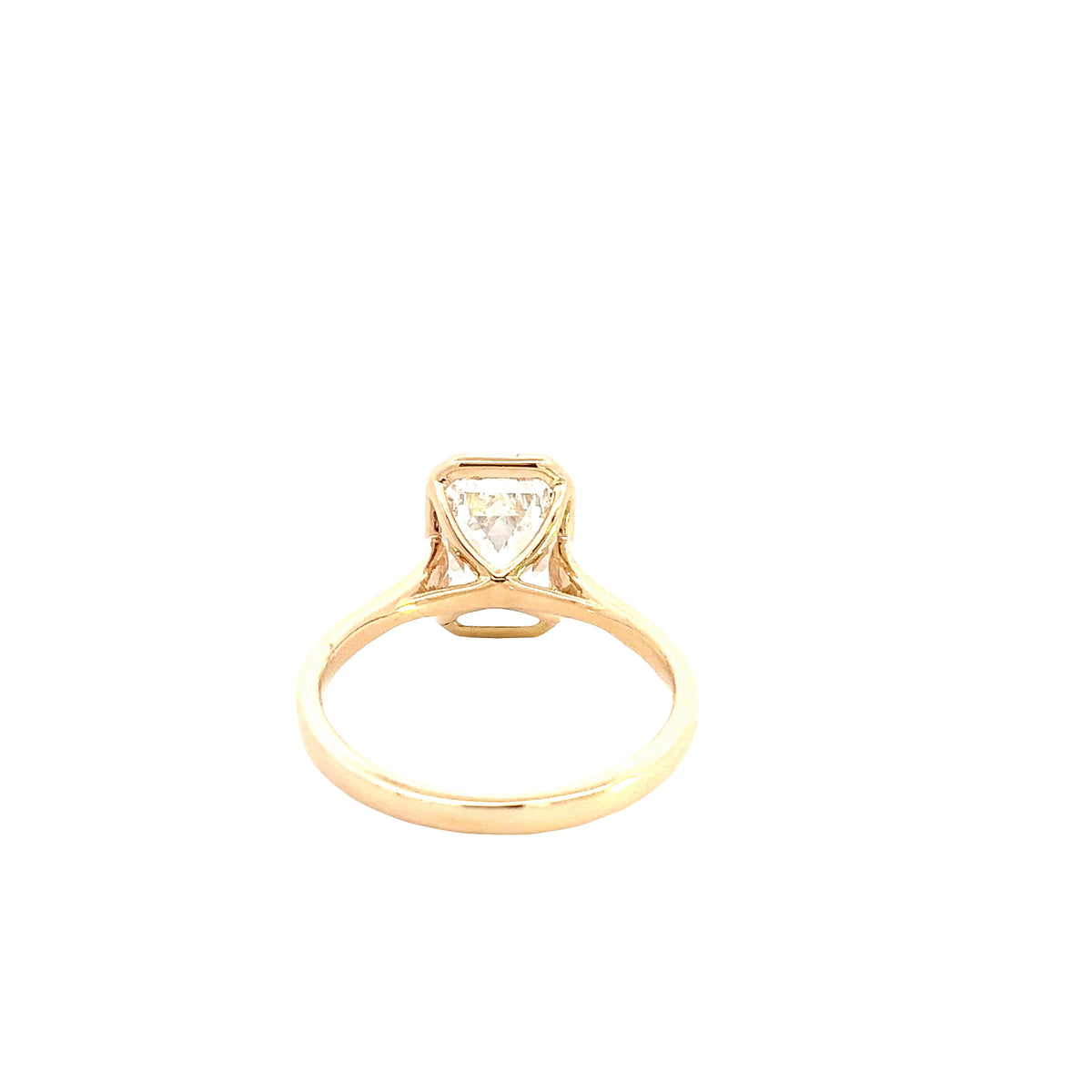 LAB GROWN EMERALD CUT DIAMOND 3.04ct BEZEL SOLITAIRE ENGAGEMENT RING
