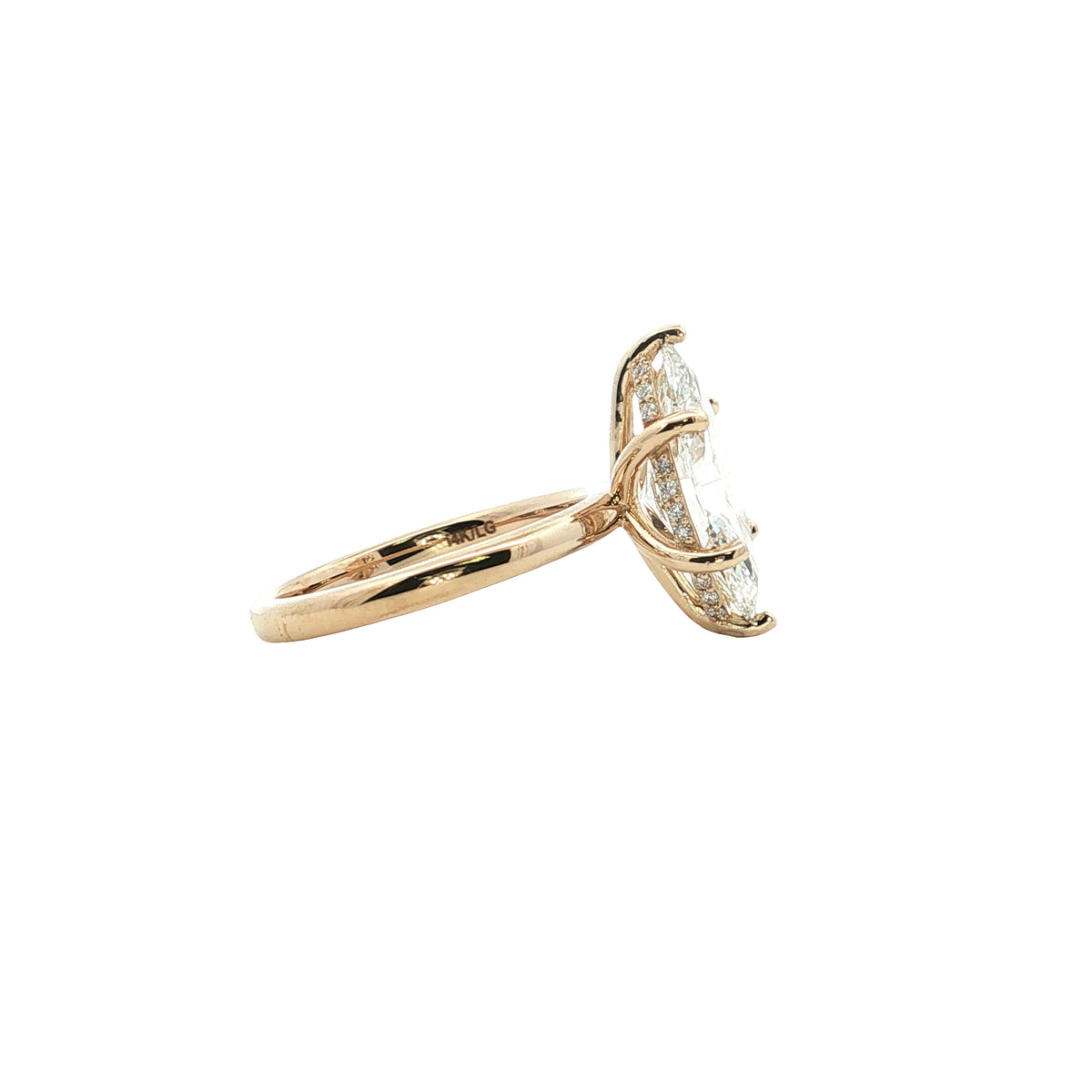 LAB GROWN MARQUISE DIAMOND 3.19ctw UNDERHALO SOLITAIRE ENGAGEMENT RING