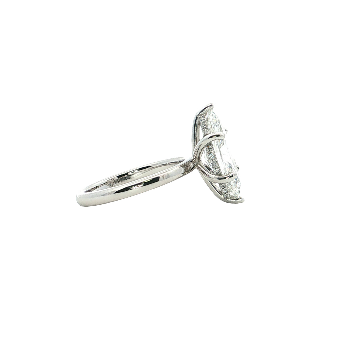 LAB GROWN MARQUISE DIAMOND 3.12ctw UNDERHALO SOLITAIRE ENGAGEMENT RING