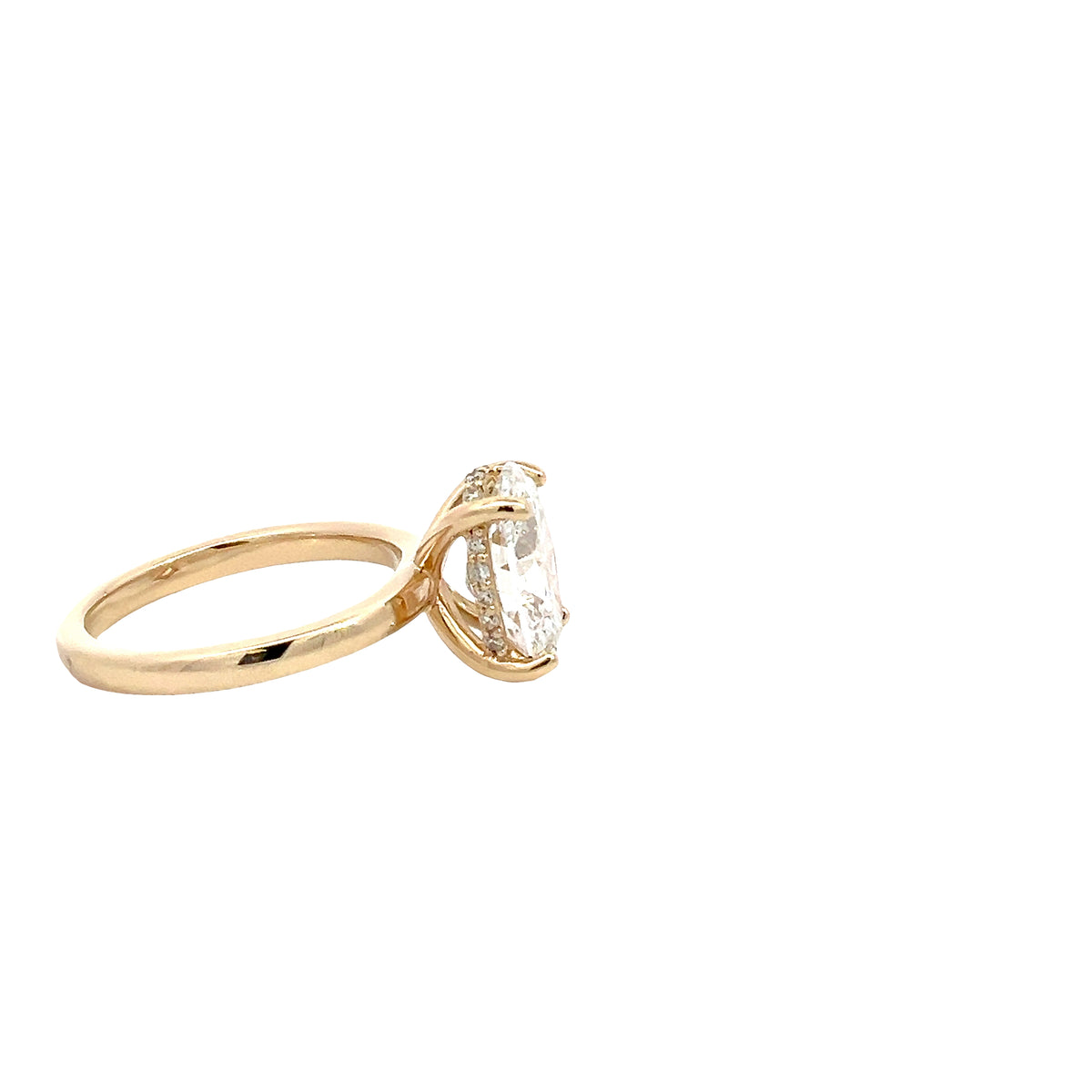 LAB GROWN OVAL AND ROUND DIAMONDS 3.13ctw HIDDEN HALO SOLITAIRE ENGAGEMENT RING