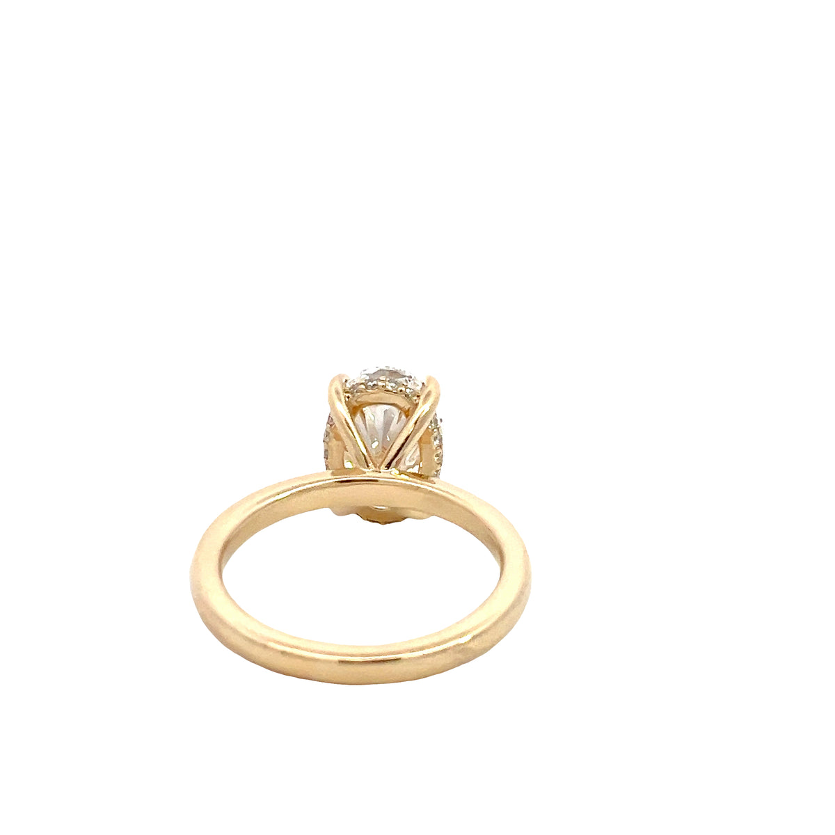 LAB GROWN OVAL AND ROUND DIAMONDS 3.13ctw HIDDEN HALO SOLITAIRE ENGAGEMENT RING