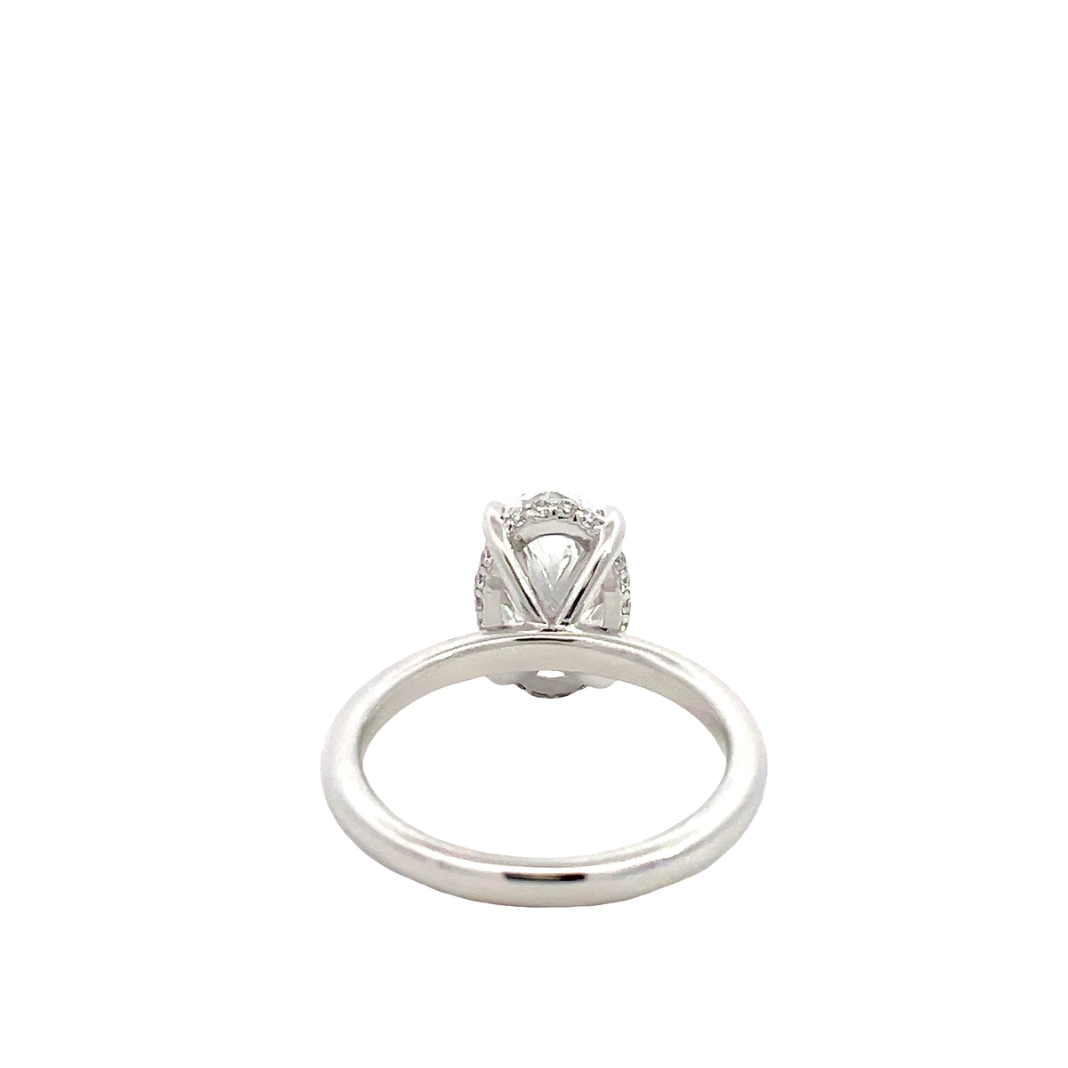 LAB GROWN OVAL & ROUND DIAMONDS 3.17ctw UNDERHALO SOLITAIRE ENGAGEMENT RING
