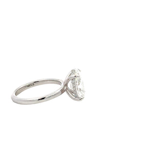 LAB GROWN OVAL DIAMOND 3.18ctw UNDERHALO SOLITAIRE ENGAGEMENT RING
