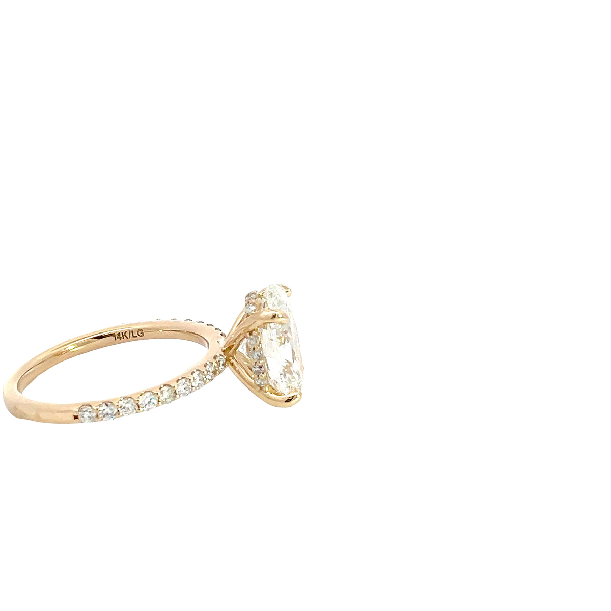 LAB GROWN OVAL AND ROUND DIAMONDS 3.55ctw PRONG SET RING