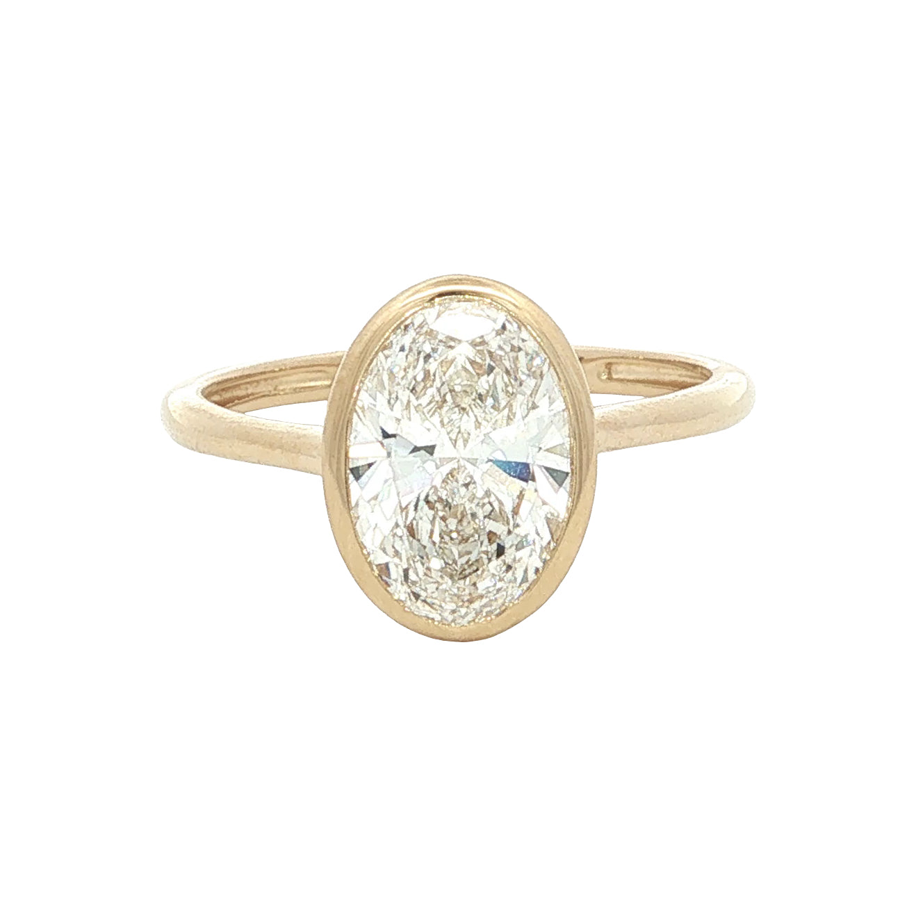 2.02 CT Oval Lab-Grown Diamond Bezel Solitaire Engagement Ring