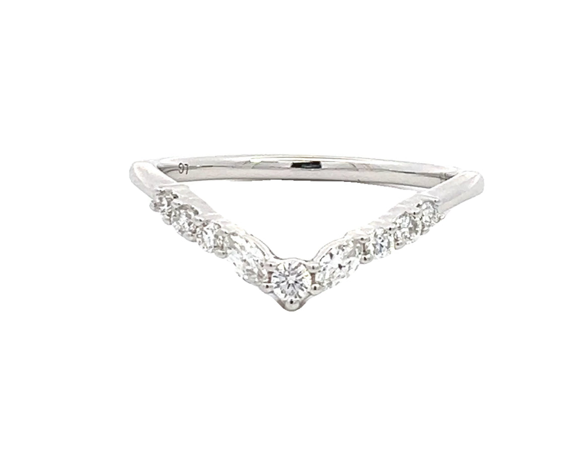 LAB GROWN MARQUISE & ROUND DIAMONDS 1/5ctw CHEVRON STYLE BAND
