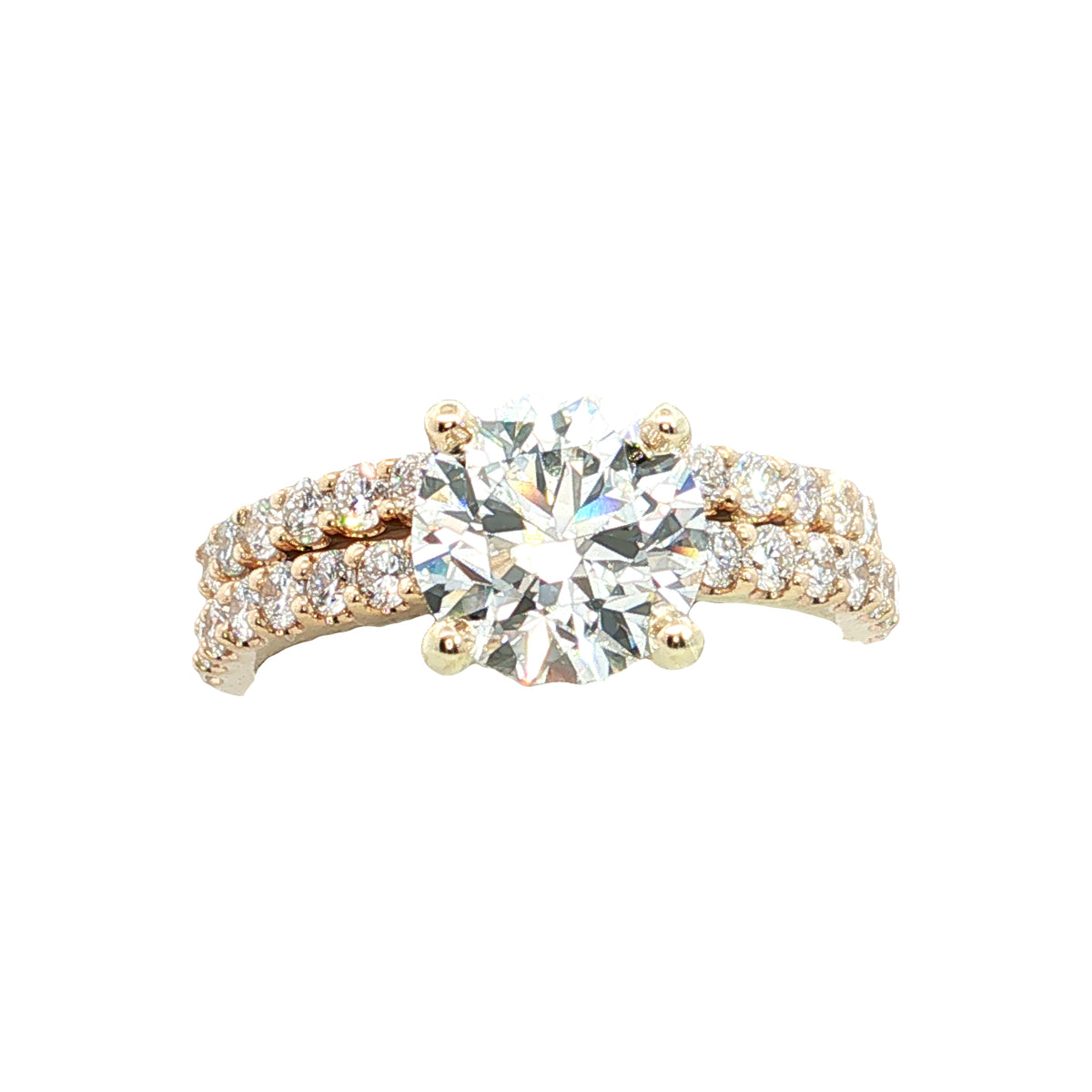 LAB GROWN ROUND DIAMONDS 3.10ctw PRONG SET WEDDING SET