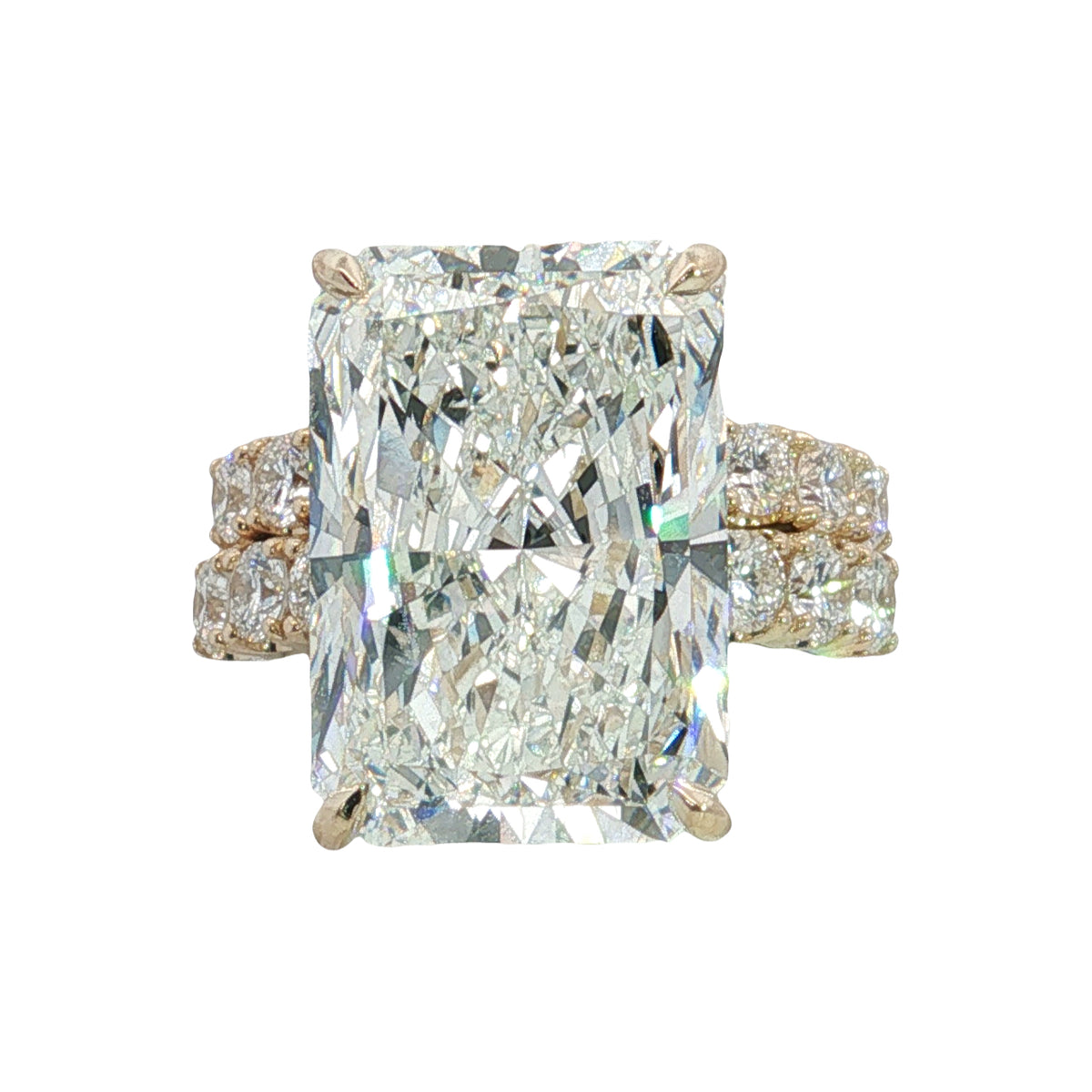 LAB GROWN RADIANT AND ROUND DIAMONDS 13ctw PRONG SET WEDDING SET