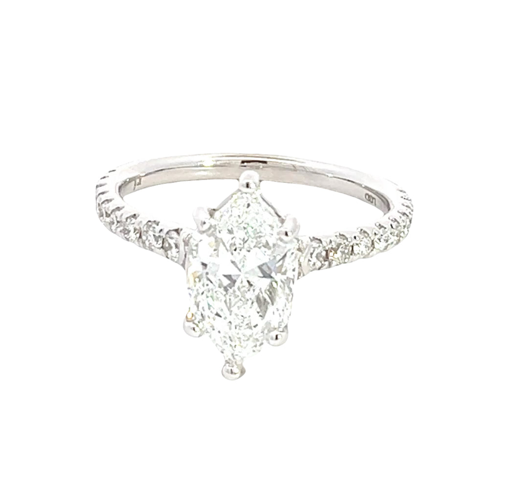 LAB GROWN DUTCH MARQUISE AND ROUND DIAMONDS 2.40ctw PRONG SET RING