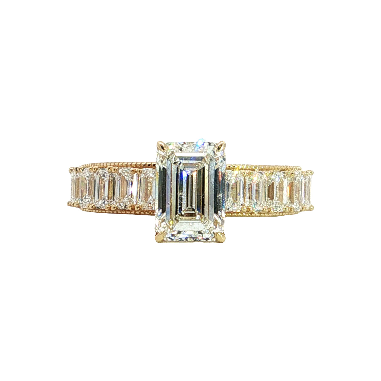LAB GROWN EMERALD CUT DIAMONDS 3 1/2ctw PRONG SET RING