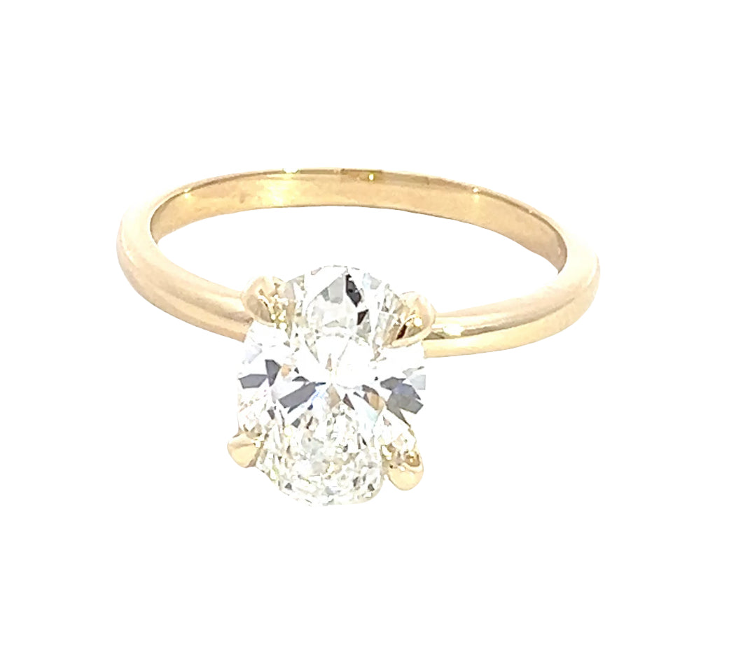 LAB GROWN OVAL DIAMOND 2.01ct SOLITARE ENGAGEMENT RING