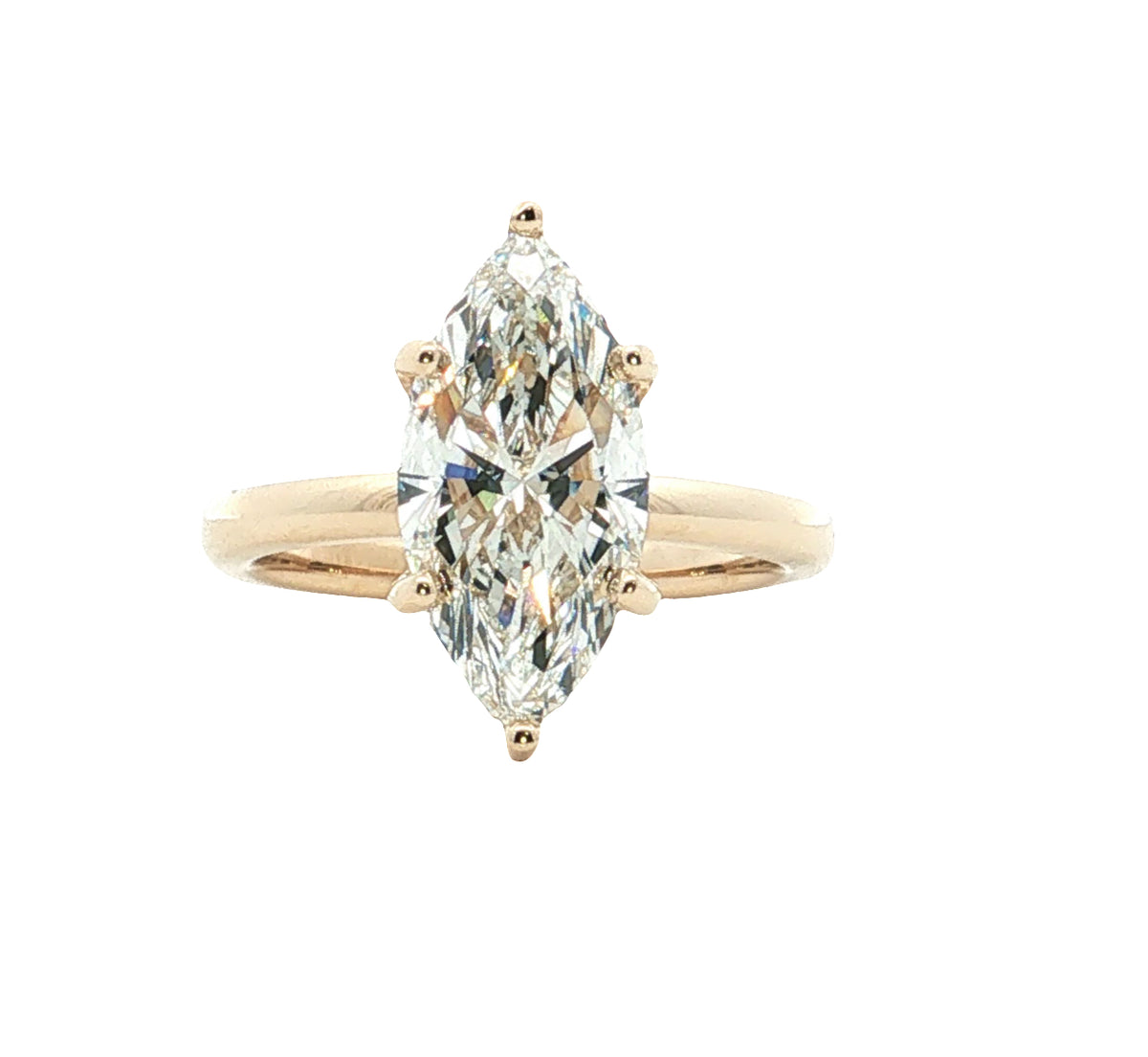 LAB GROWN MARQUISE DIAMOND 3.19ctw UNDERHALO SOLITAIRE ENGAGEMENT RING