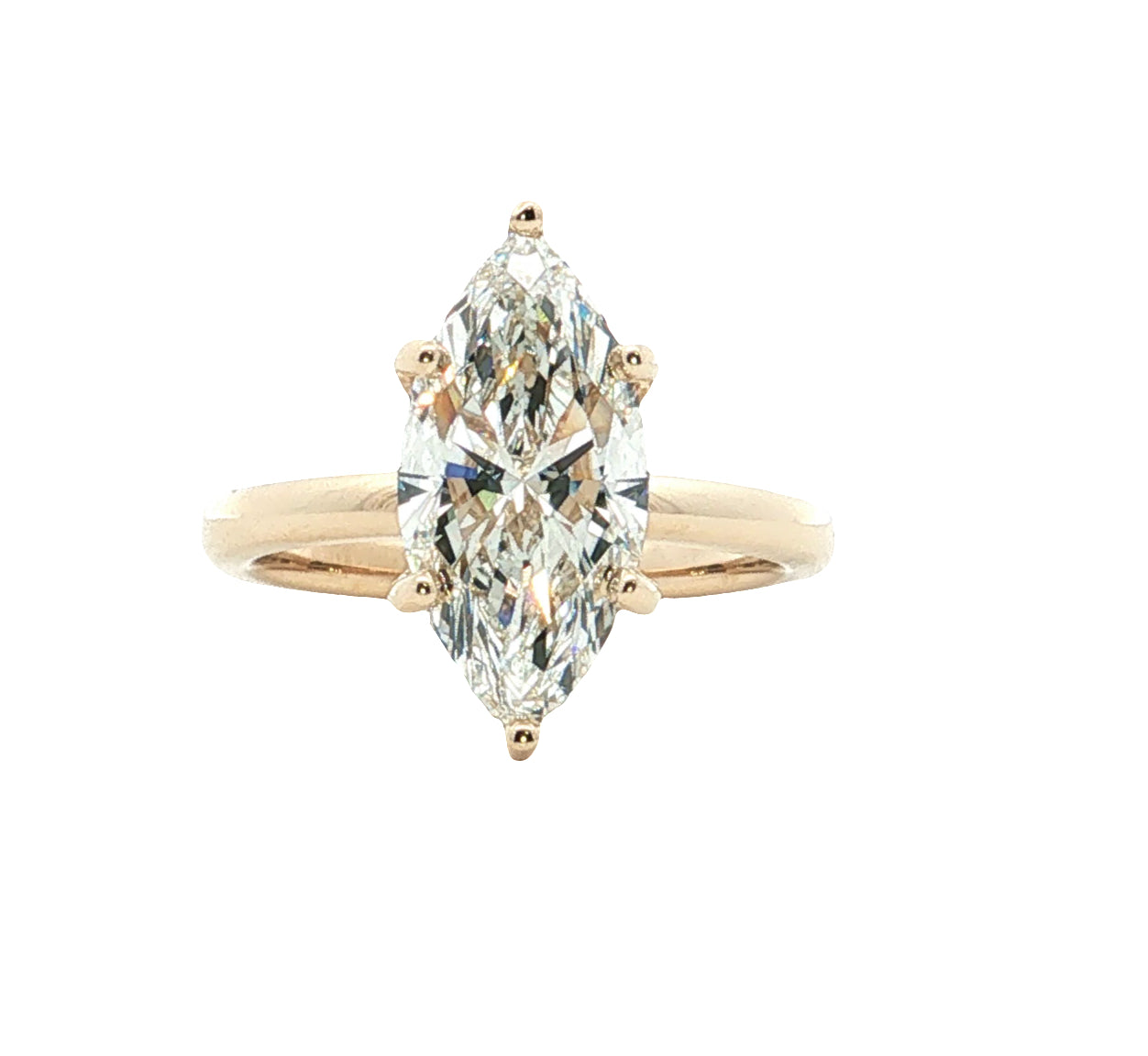 LAB GROWN MARQUISE DIAMOND 3.19ctw UNDERHALO SOLITAIRE ENGAGEMENT RING