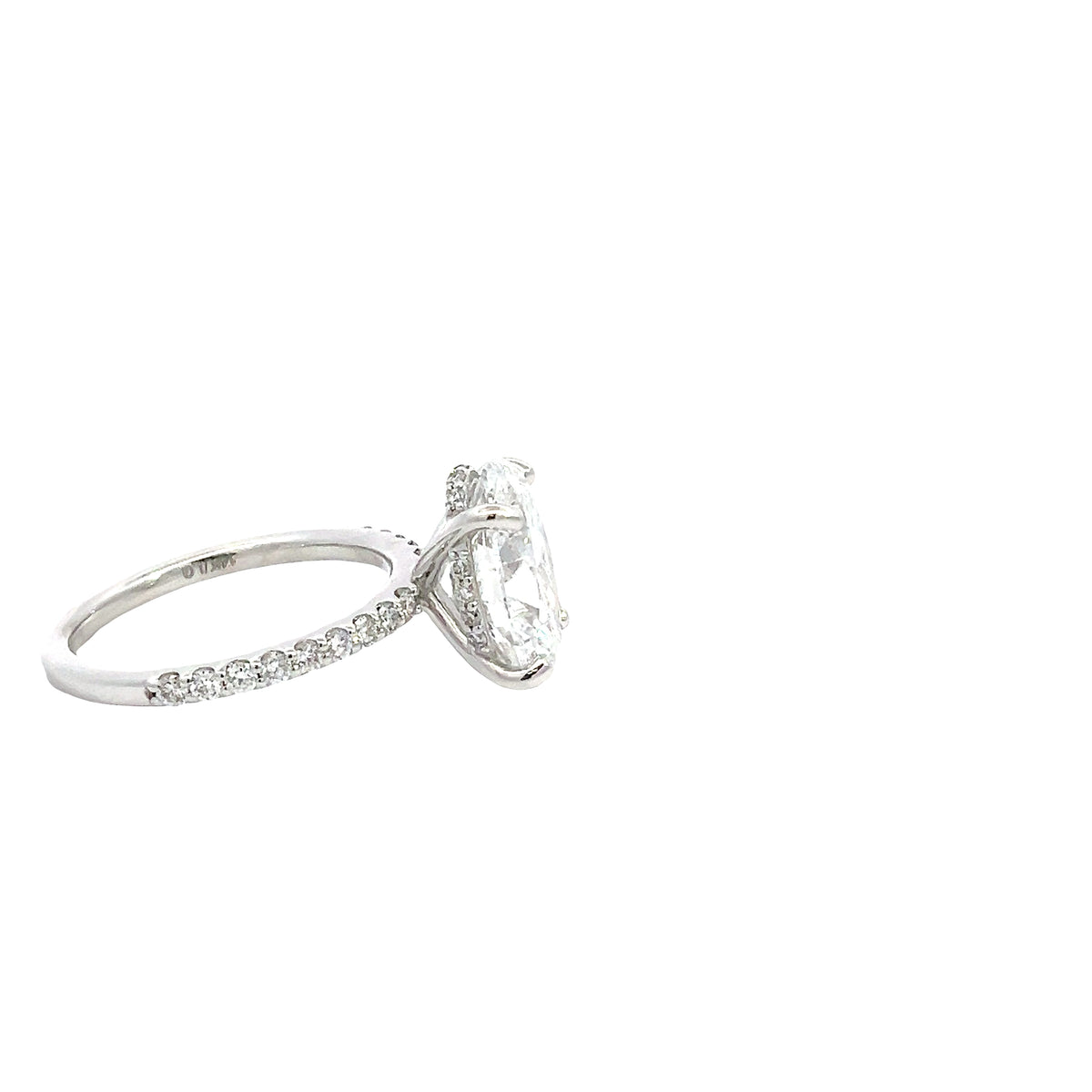 LAB GROWN OVAL & ROUND DIAMONDS 3.50ctw UNDERHALO PRONG SET RING