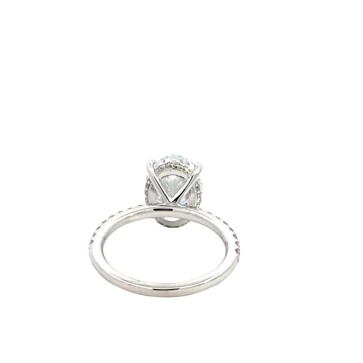 LAB GROWN OVAL & ROUND DIAMONDS 3.50ctw UNDERHALO PRONG SET RING