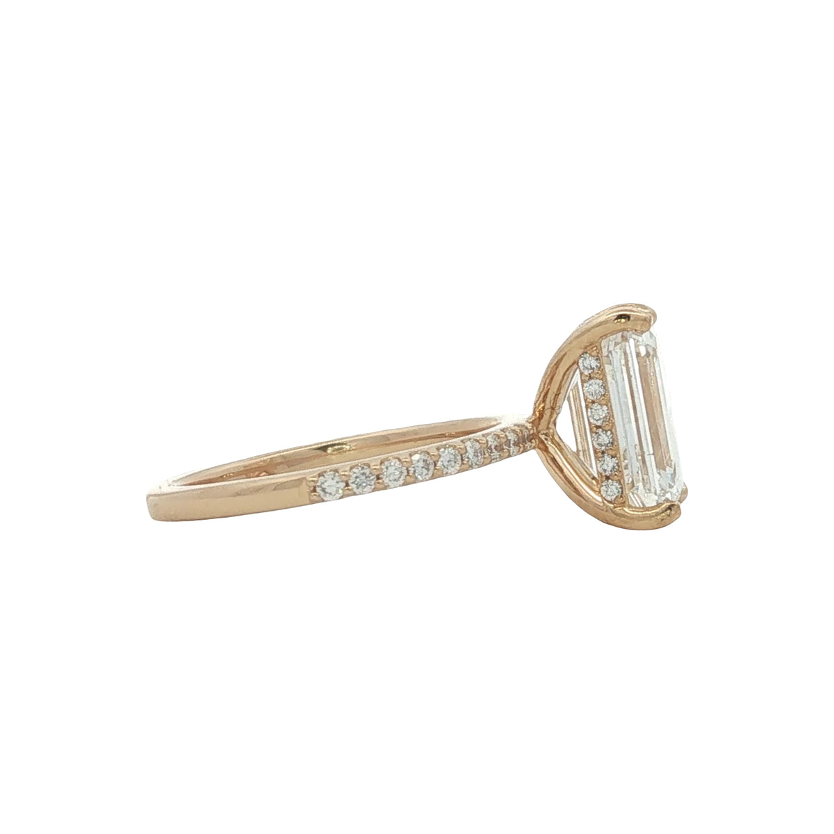 LAB GROWN EMERALD AND ROUND DIAMONDS 4.45ctw PRONG SET RING