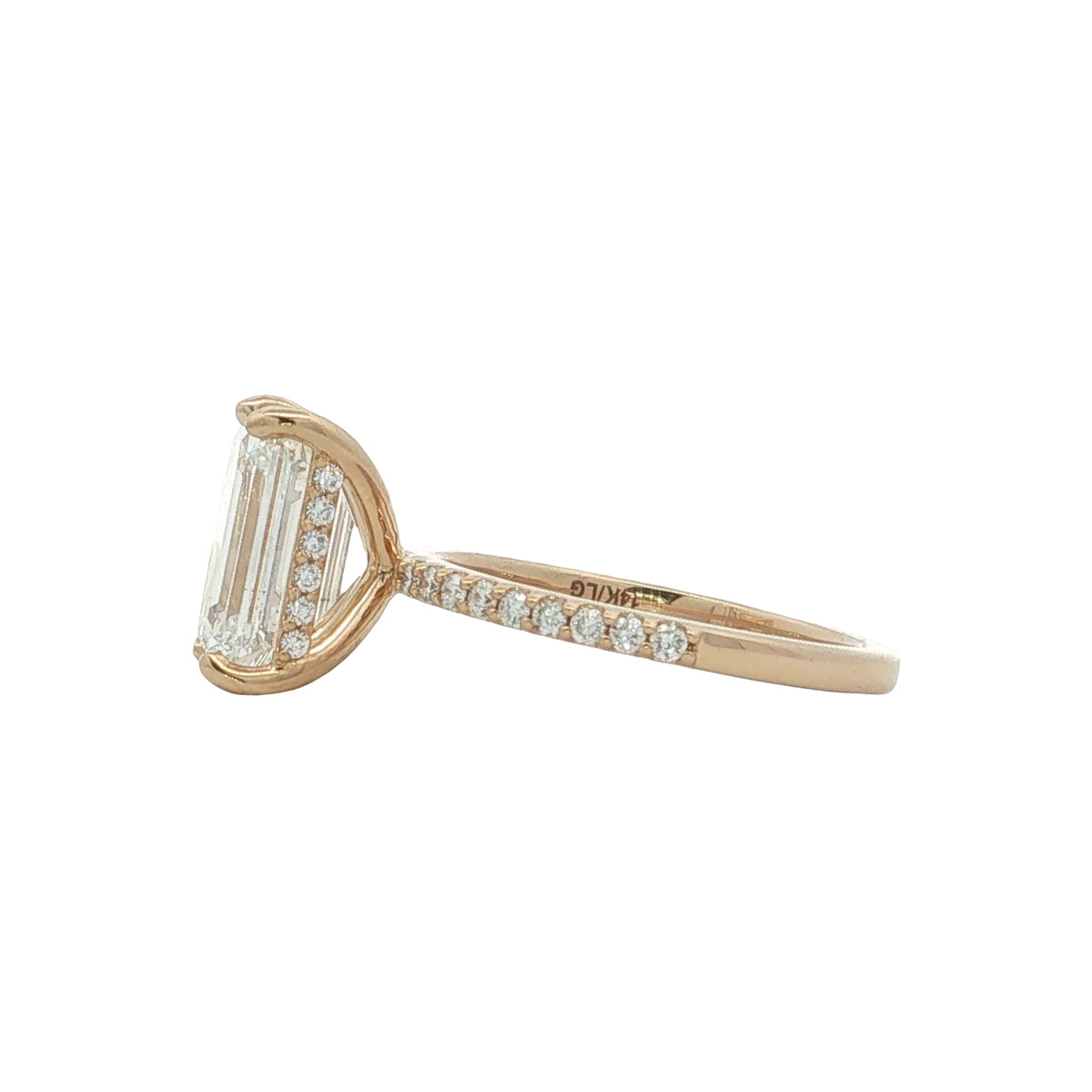 LAB GROWN EMERALD AND ROUND DIAMONDS 4.45ctw PRONG SET RING
