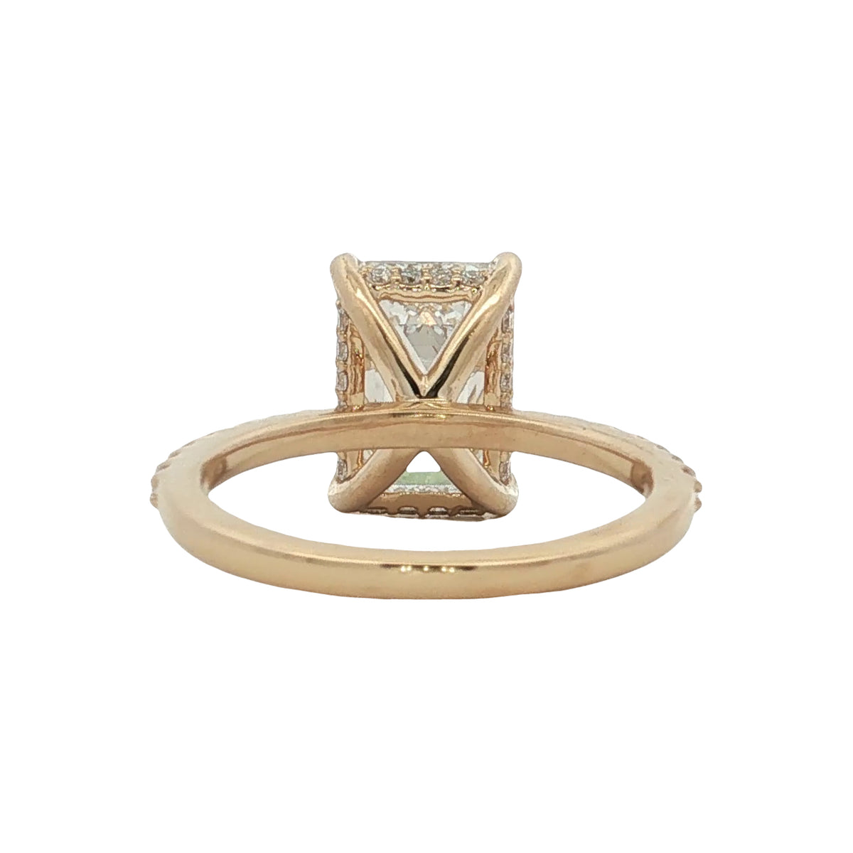 LAB GROWN EMERALD AND ROUND DIAMONDS 4.45ctw PRONG SET RING
