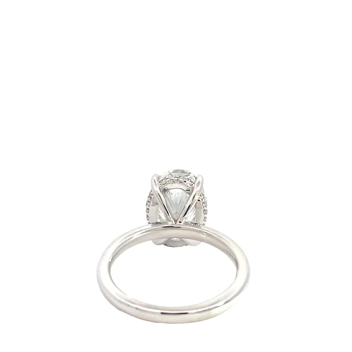 LAB GROWN OVA DIAMOND 3.17ctw UNDERHALO SOLITAIRE ENGAGEMENT RING