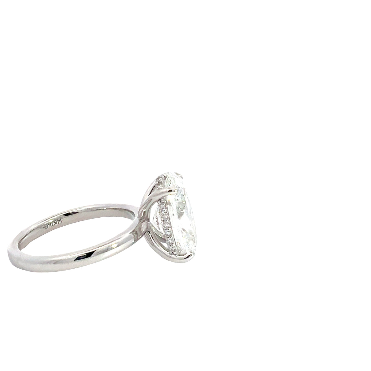 LAB GROWN OVA DIAMOND 3.17ctw UNDERHALO SOLITAIRE ENGAGEMENT RING