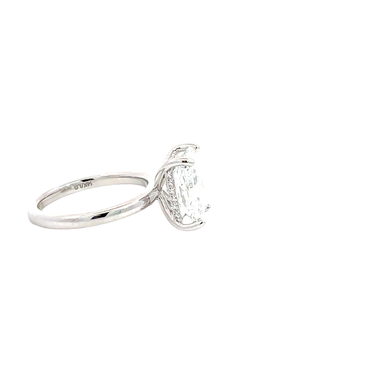 LAB GROWN RADIANT & ROUND DIAMONDS 4.17ctw UNDERHALO SOLITAIRE ENGAGEMENT RING