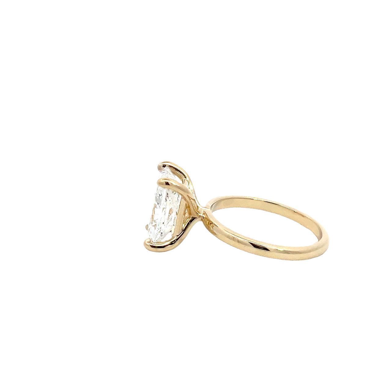 LAB GROWN RADIANT AND ROUND DIAMONDS 3.18ctw UNDERHALO SOLITAIRE ENGAGEMENT RING
