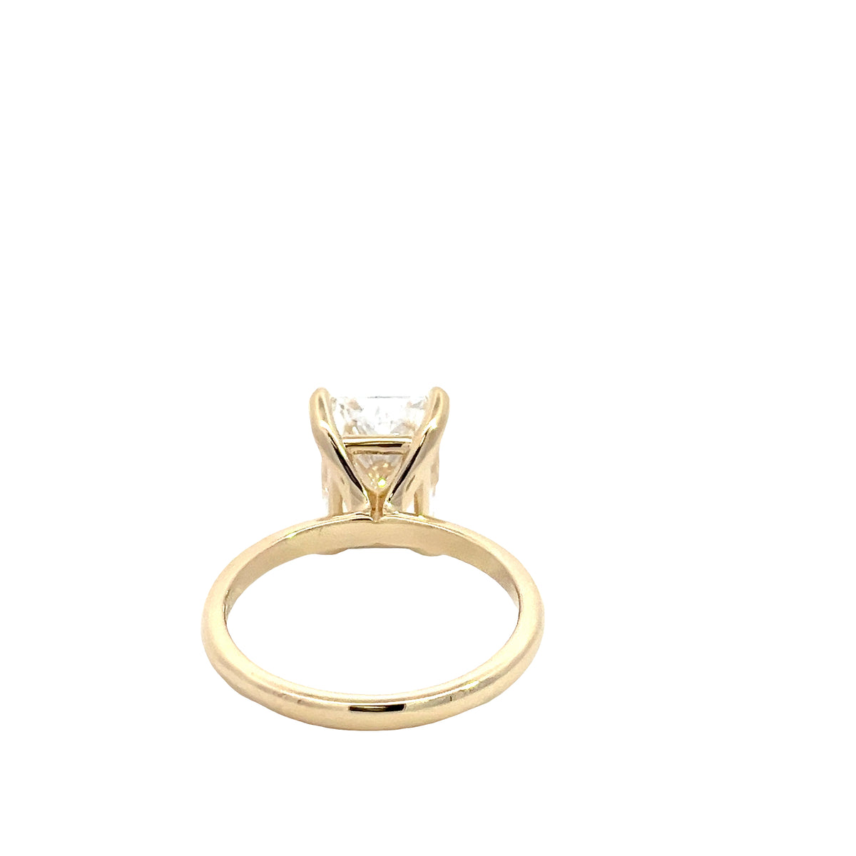 LAB GROWN RADIANT AND ROUND DIAMONDS 3.18ctw UNDERHALO SOLITAIRE ENGAGEMENT RING