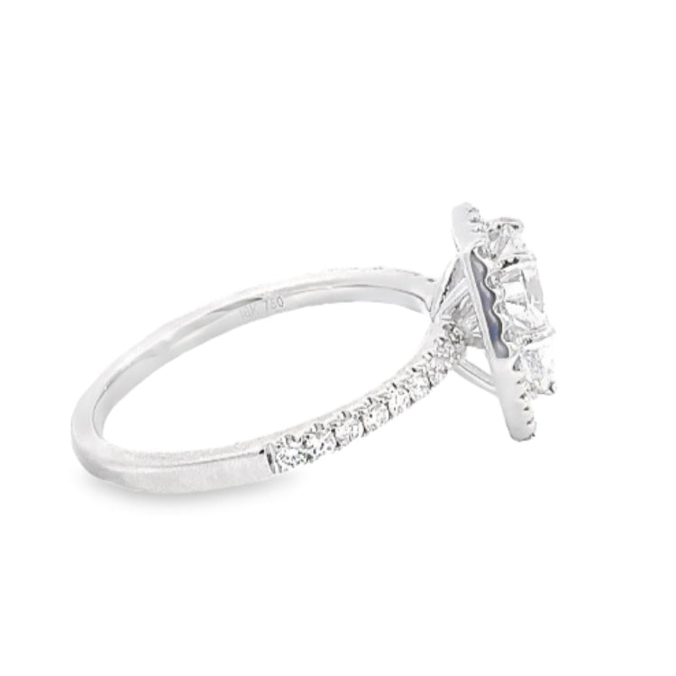 LAB GROWN PEAR AND ROUND DIAMONDS 1 1/3ctw FANCY HALO RING