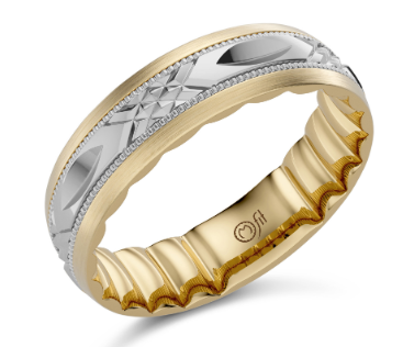 Precious Metal Wedding Bands-TWO TONE