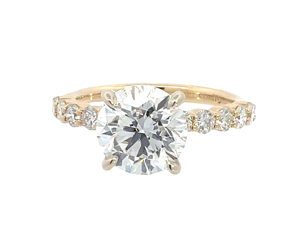 LAB GROWN ROUND DIAMONDS 3.17ctw PRONG SET RING