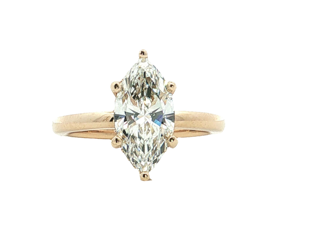 LAB GROWN MARQUISE DIAMOND 2.07ctw UNDERHALO SOLITAIRE ENGAGEMENT RING