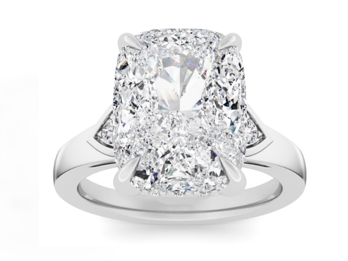 LAB GROWN CUSHION AND ROUND DIAMONDS 4 1/4ctw RING