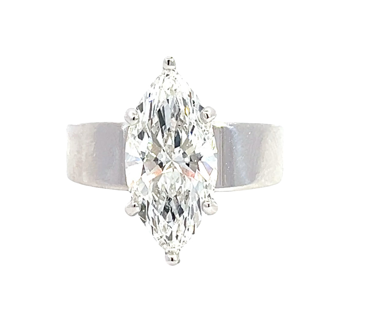LAB GROWN MARQUISE DIAMOND 3.08ct 6MM TAPERED SOLITAIRE ENGAGEMENT RING