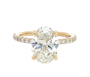 LAB GROWN OVAL DIAMOND 4.48ctw PRONG SET UNDERHALO RING