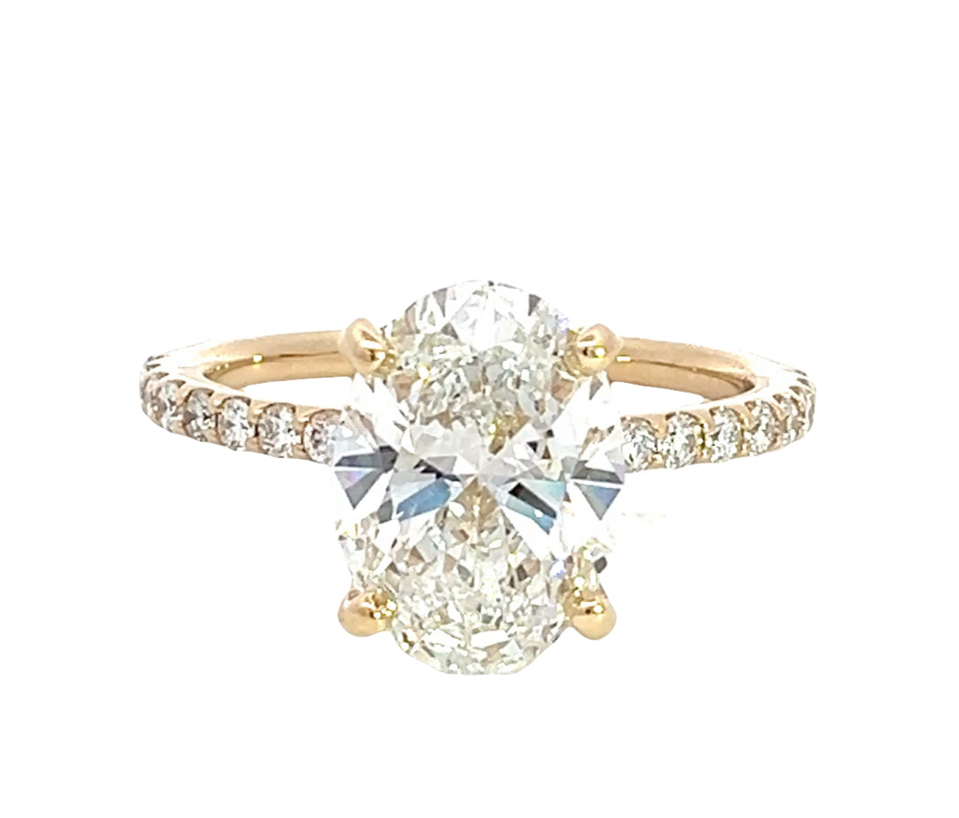 LAB GROWN OVAL AND ROUND DIAMONDS 1.96ctw PRONG SET RING