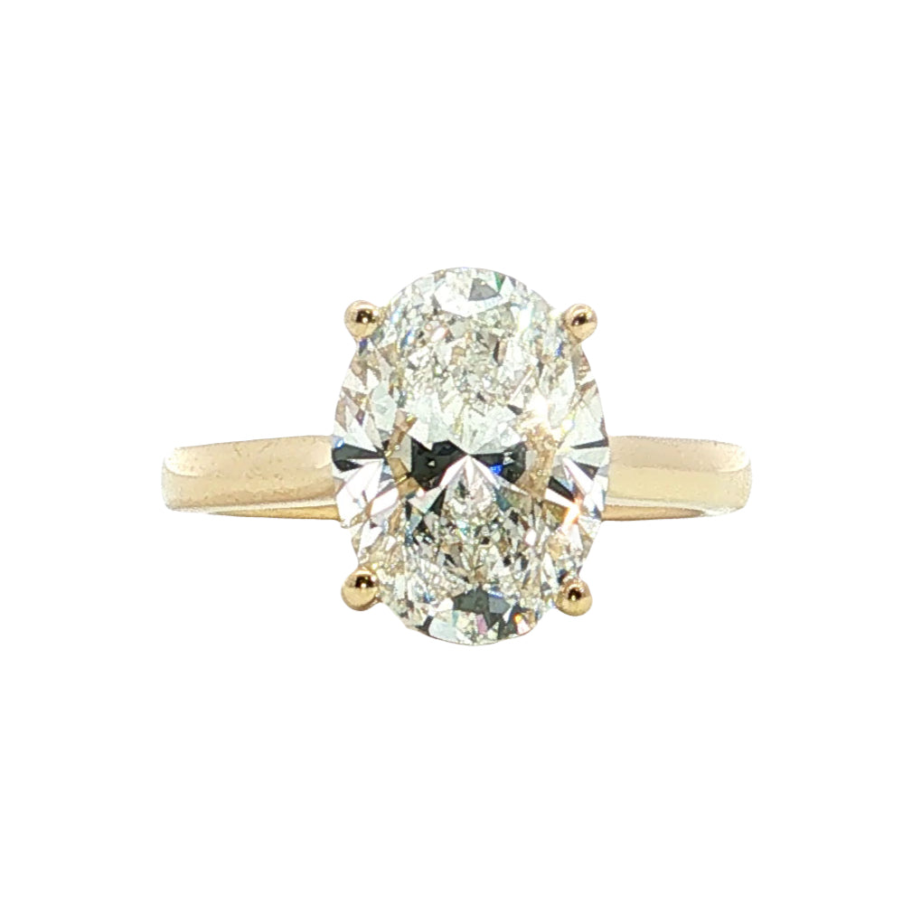 LAB GROWN OVAL DIAMOND 3.97ctw CATHEDRAL UNDERHALO SOLITAIRE ENGAGEMENT RING