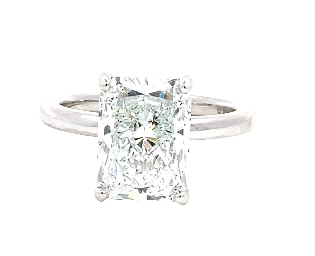 LAB GROWN RADIANT &amp; ROUND DIAMONDS 4.16ctw SOLITAIRE ENGAGEMENT RING