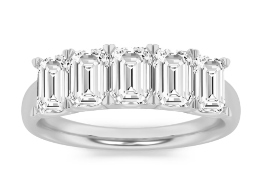 LAB GROWN EMERALD CUT DIAMONDS 2ctw FIVE STONE RING