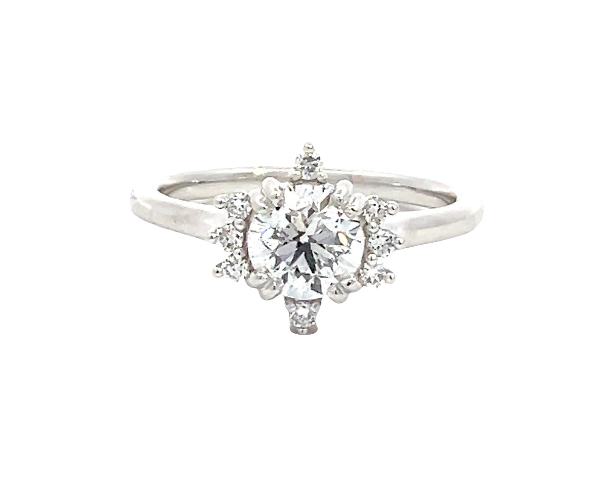 LAB GROWN ROUND DIAMONDS 1.13ctw VINTAGE HALO STYLE RING