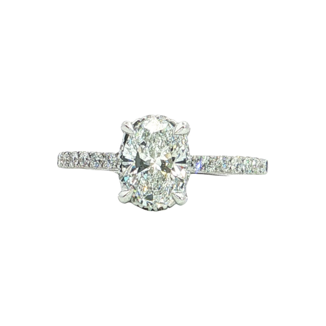 LAB GROWN OVAL AND ROUND DIAMONDS 1 1/3ctw PRONG SET RING