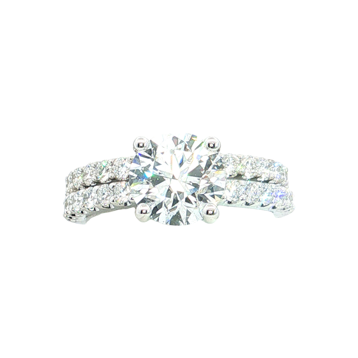 LAB GROWN ROUND DIAMONDS 3.06ctw PRONG SET 2 PIECE WEDDING SET