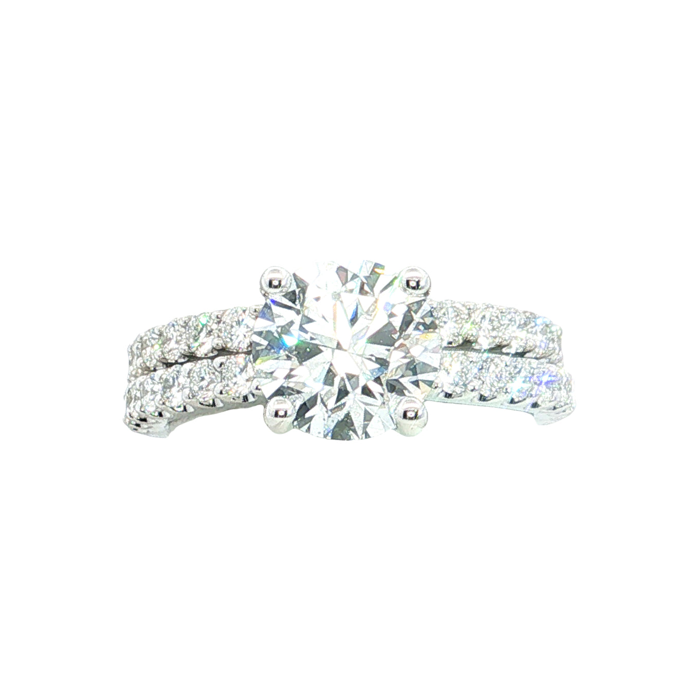 LAB GROWN ROUND DIAMONDS 3.06ctw PRONG SET 2 PIECE WEDDING SET