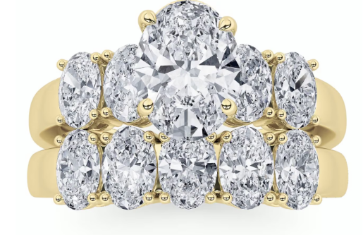 LAB GROWN OVAL DIAMONDS 2 1/2ctw TWO PIECE WEDDING SET