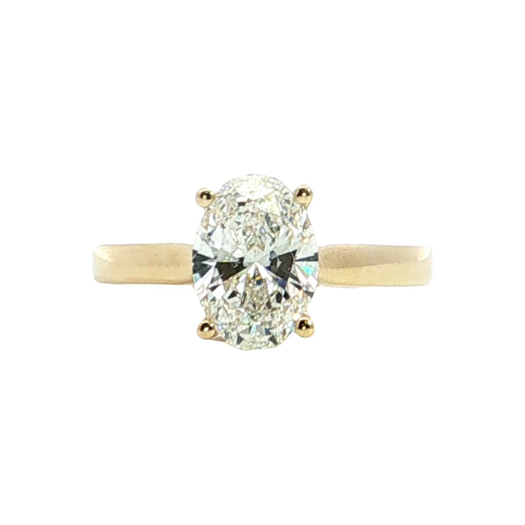 LAB GROWN OVAL AND ROUND DIAMONDS 1.96ctw UNDERHALO SOLITAIRE ENGAGEMENT RING
