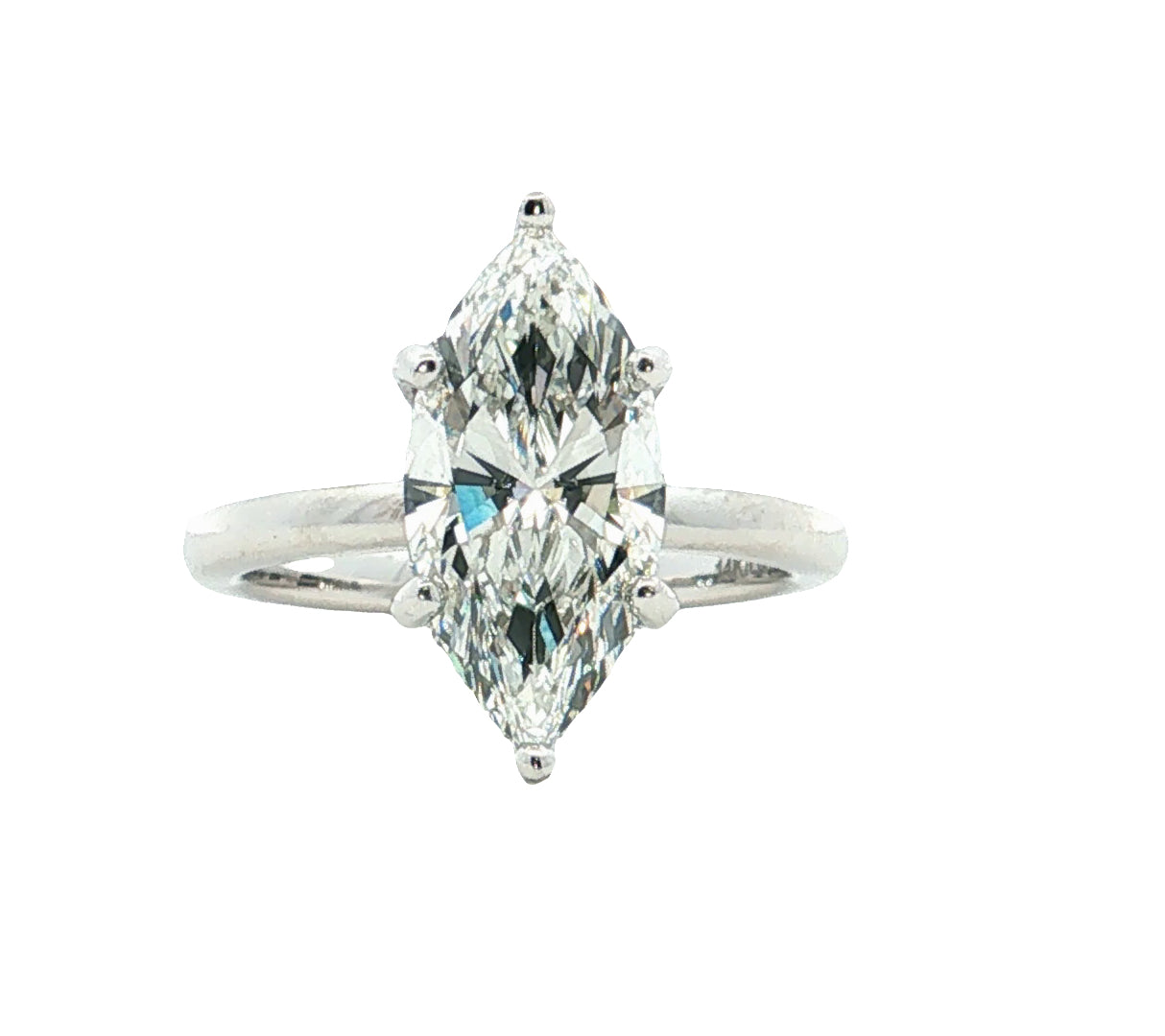 LAB GROWN MARQUISE DIAMOND 3.19ctw UNDERHALO SOLITAIRE ENGAGEMENT RING