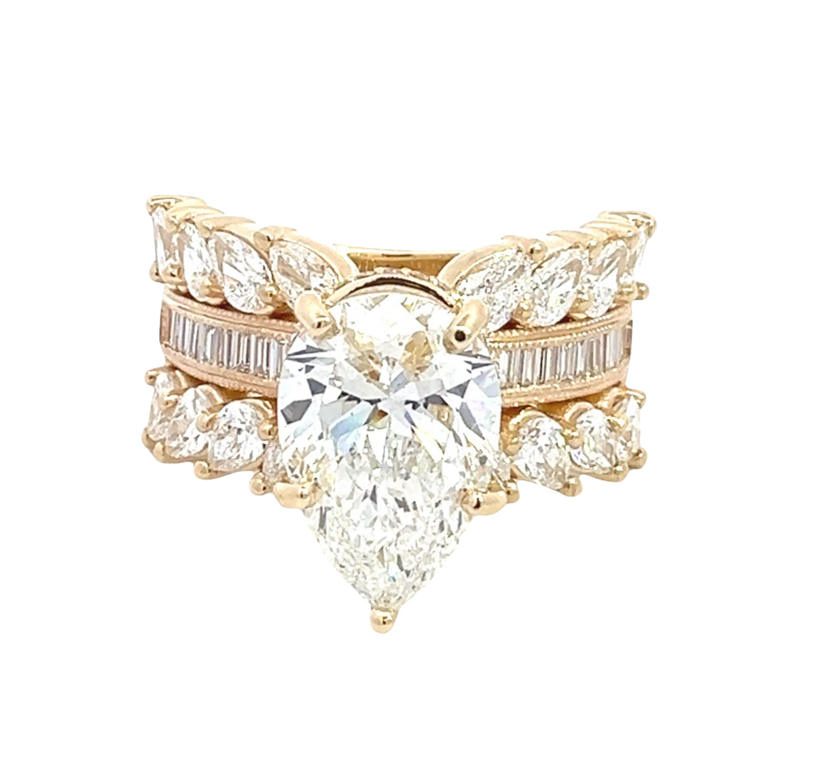 LAB GROWN PEAR AND BAGUETTE DIAMONDS 6.11ctw CUSTOM RING