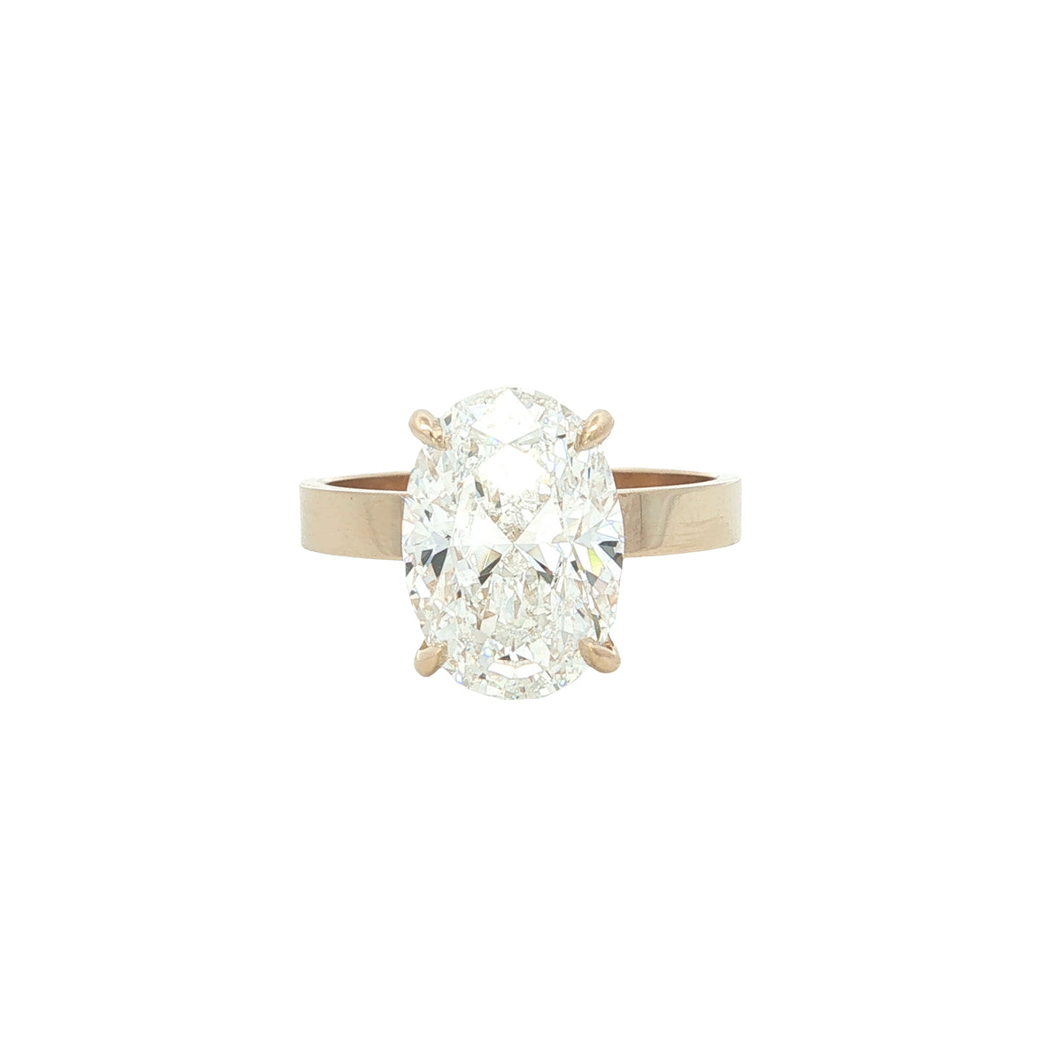 LAB GROWN OVAL DIAMOND 4.51ct FLAT SOLITAIRE ENGAGEMENT RING